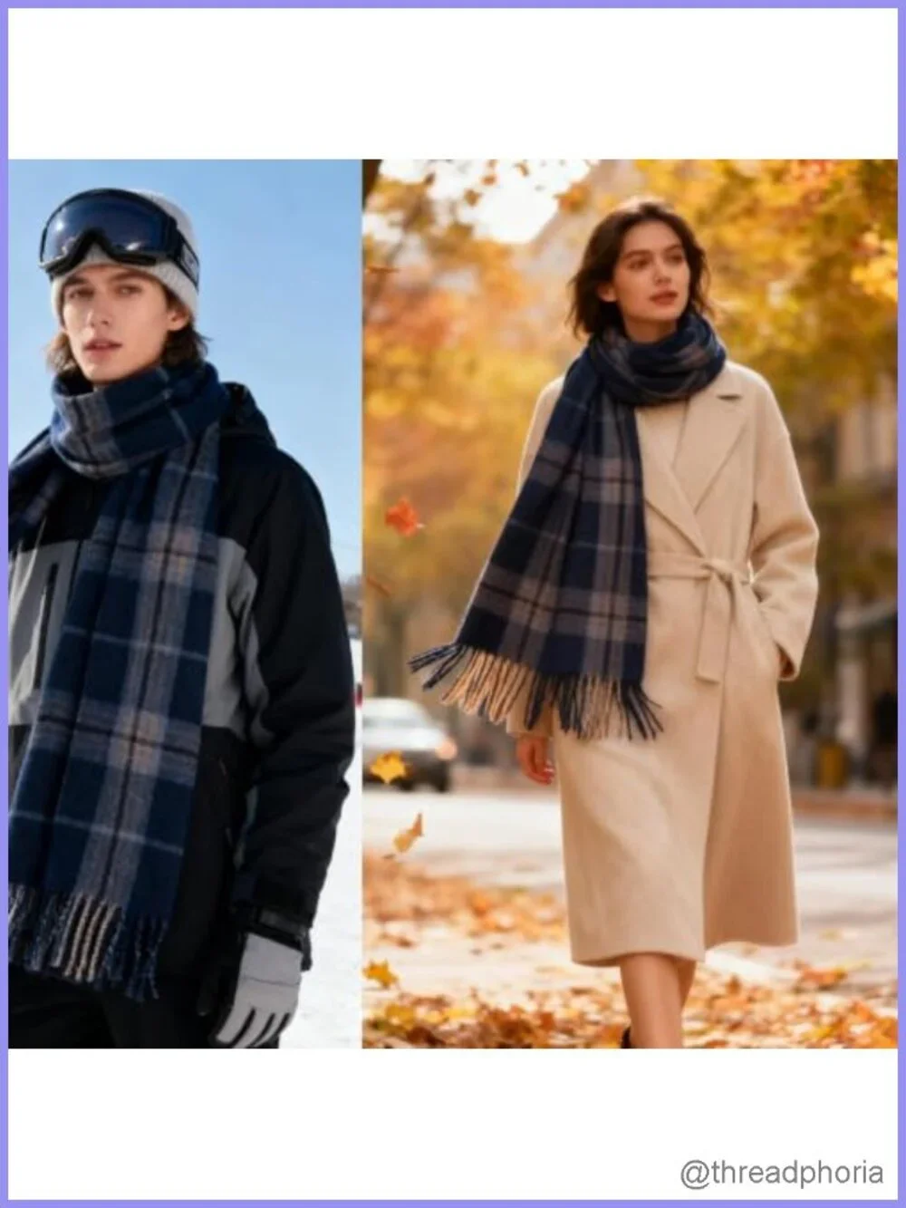 Unisex Tartan Plaid Scarf Narrow Long 100% Soft Polyester Blend Winter Warm